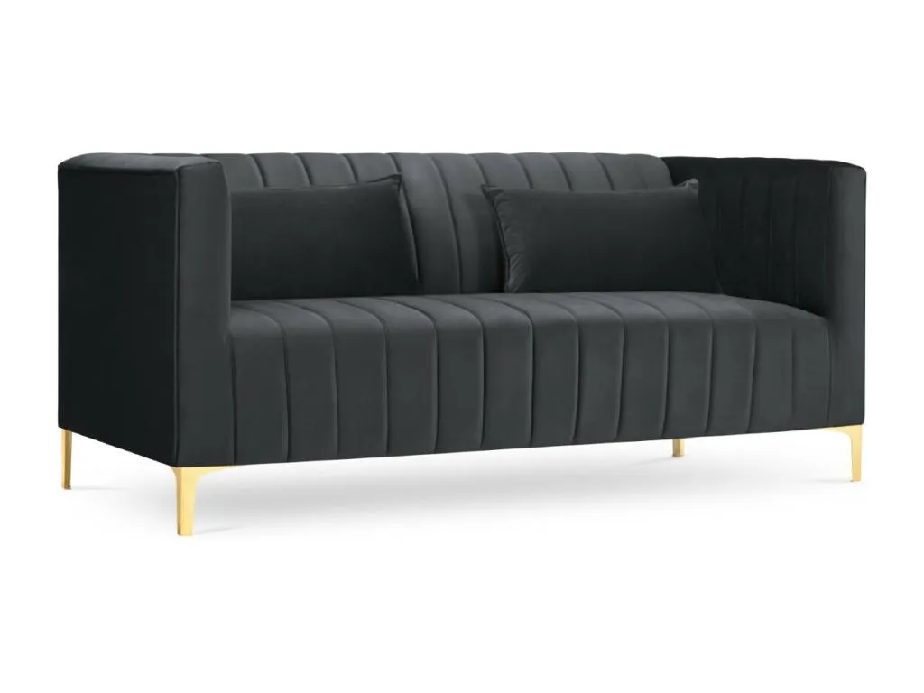 Hogarve - Sofá Hogarve 2 plazas de terciopelo gris oscuro - 160x85x74cm 42886dbtv